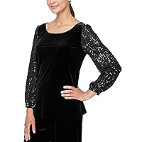 Alex Evenings Women's Blouse with Embellished Ruched Waist
