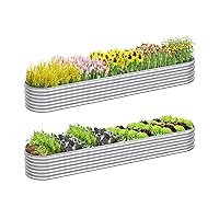 2 PCS 10x2x1/8x4x1/6x6x1ft Outdoor Galvanized Backyard Metal Raised Garden Bed for Flowers, 9 in 1 Adjustable Raised Planter Box for Plant