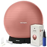 Retrospec Luna Exercise Ball, Base & Pump/Ball & Pump with Anti-Burst Material - Fitness Gym Swiss Ball - Perfect for Balance, Stability, Yoga, Pilates, Pregnancy & Birthing