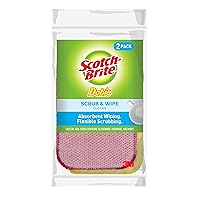 Scotch-Brite Dobie Scrub & Wipe Cloths, Sponge Cloths for Cleaning Kitchen, Bathroom, and Household, Dobie Scrub and Wipe Cloth Absorbs and Doesn't Scratch, 2 Cleaning Cloths