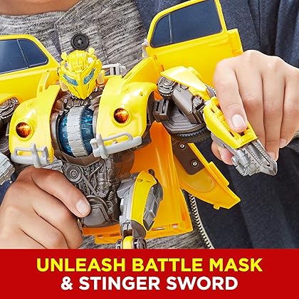 Transformers: Bumblebee Movie Toys, Power Charge Bumblebee Action Figure - Spinning Core, Lights and Sounds - Toys for Kids 6 and Up, 10.5-inch