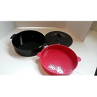 Red & Gray 3 peice MicroSteamer Cook #3066a Microwave RICE Tortilla VEGETABLE