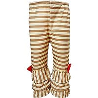 Baby Toddler Little Girls Boutique Knit Ankle Length Tiered Ruffle Pants Leggings Bottoms with Bows Stripes Colors