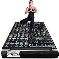 Extra-Large Instructional Yoga Mat with Poses Printed On It - 3X Bigger & 2X Wider than Regular Workout Mats - 150 Illustrated Yoga Poses and Stretches - Wide, Non-Slip, Barefoot Exercise Mat