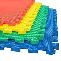4-Pack of Interlocking EVA Foam Floor Tiles with Border Pieces - Great for Use as a Play Mat or Home Exercise Flooring by Stalwart