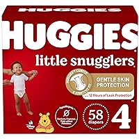Huggies Size 4 Diapers, Little Snugglers Baby Diapers, Size 4 (22-37 lbs), 58 Count