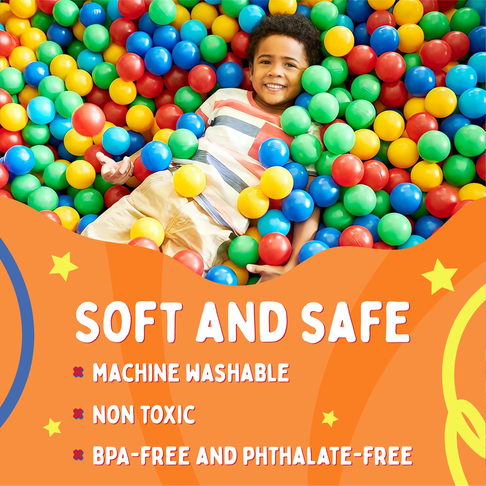 Playz 500 Soft Plastic Mini Ball Pit Balls w/ 8 Vibrant Colors - Crush Proof, Non Toxic, Safe Assorted Bulk Plastic Balls for Toddler, Baby & Kids Playpen, Play Tents Indoor & Outdoor Playtime Fun