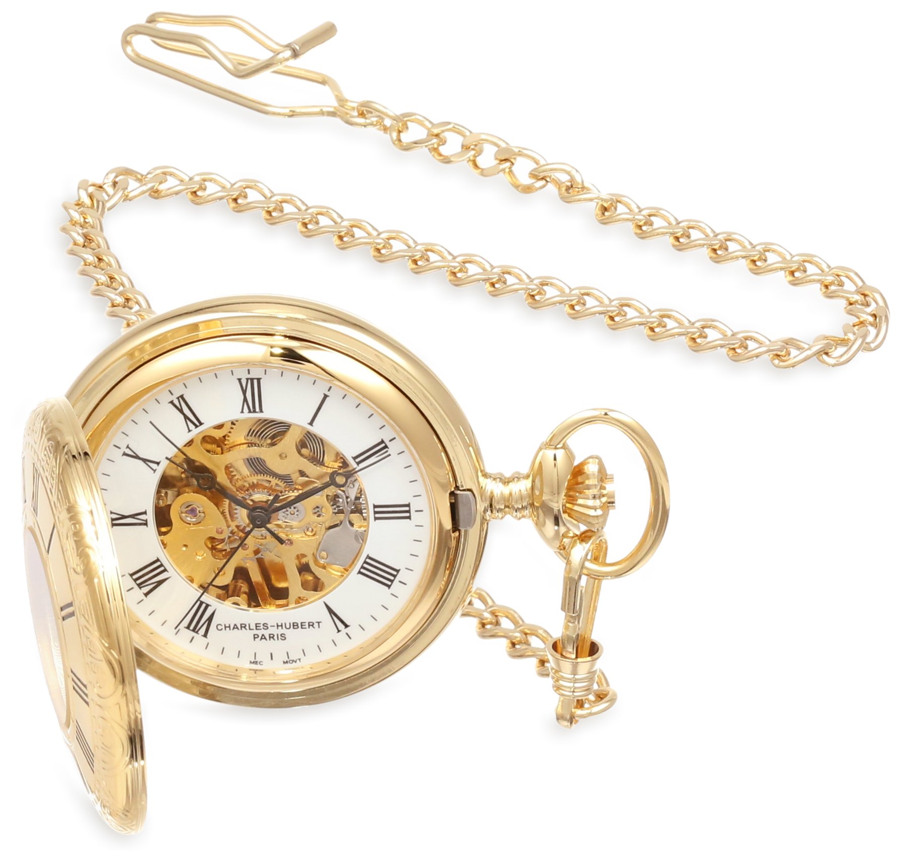 Charles-Hubert, Paris Gold-Plated Mechanical Pocket Watch