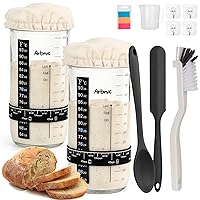 Sourdough Starter Kit with 2 Starter Jars, Sourdough Bread Baking Supplies Included Thermometer Band, Level Tracker (with 2 Jars)