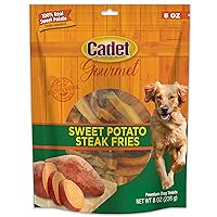 Cadet Gourmet Sweet Potato Fries Dog Treats - Healthy & Natural Sweet Potato Dog Training Treats for Small & Large Dogs - Inspected & Tested in USA (8 oz.)