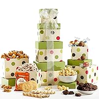 Broadway Basketeers Gourmet Food Gift Basket Tower Snack Gifts for Women, Men, Families, College, Delivery for Holidays, Appreciation, Thank You, Christmas, Corporate, Get Well Soon Care Package