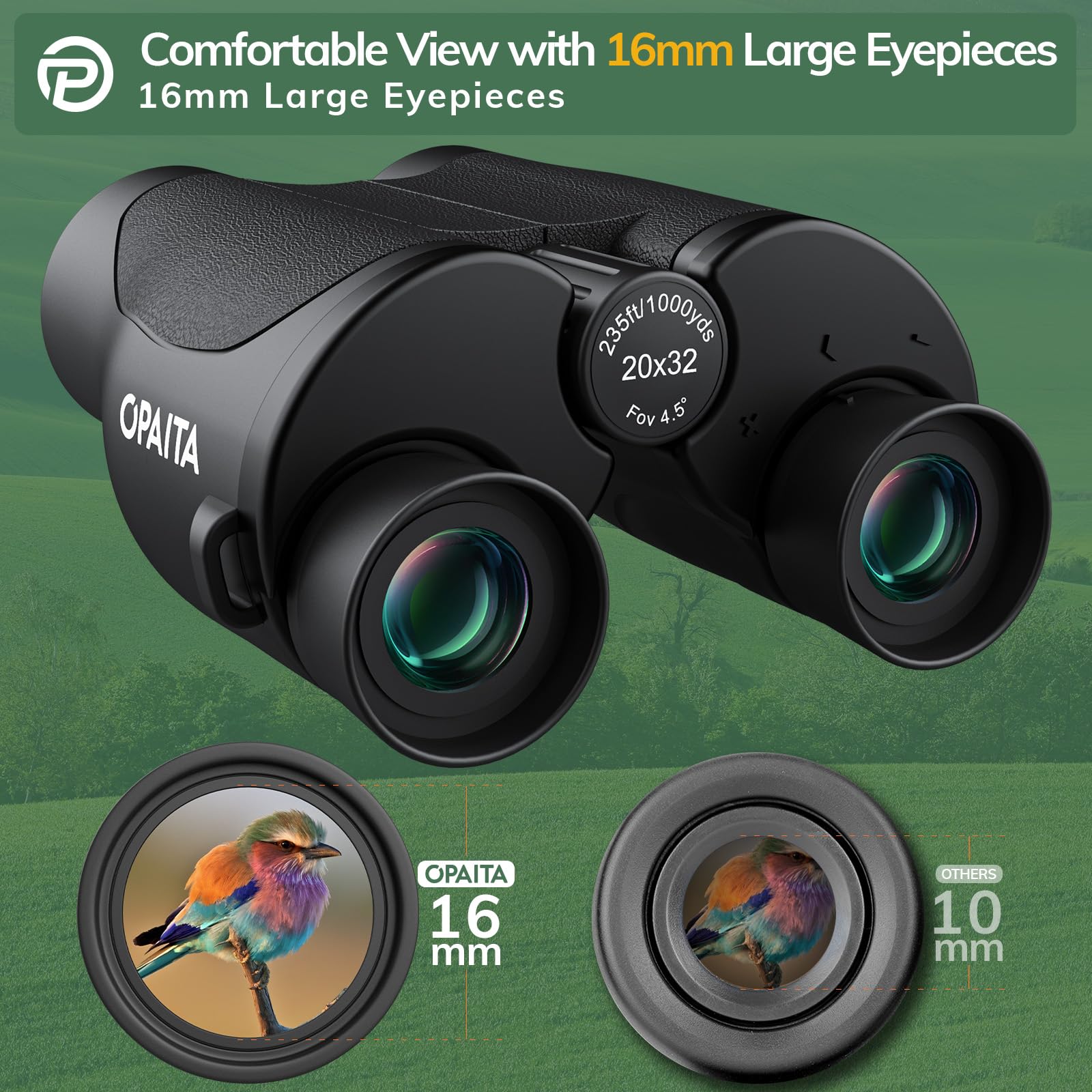 20x32 Binoculars for Adults Kids High Powered with Sharper Vision - Compact Binoculars with Comfortable View - High Definition Small Binocs for Bird Watching Cruise Trip Hunting Travel Concert Hiking
