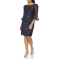 Adrianna Papell Women's Bell Sleeve Rosie Embroidered Sheath Dress