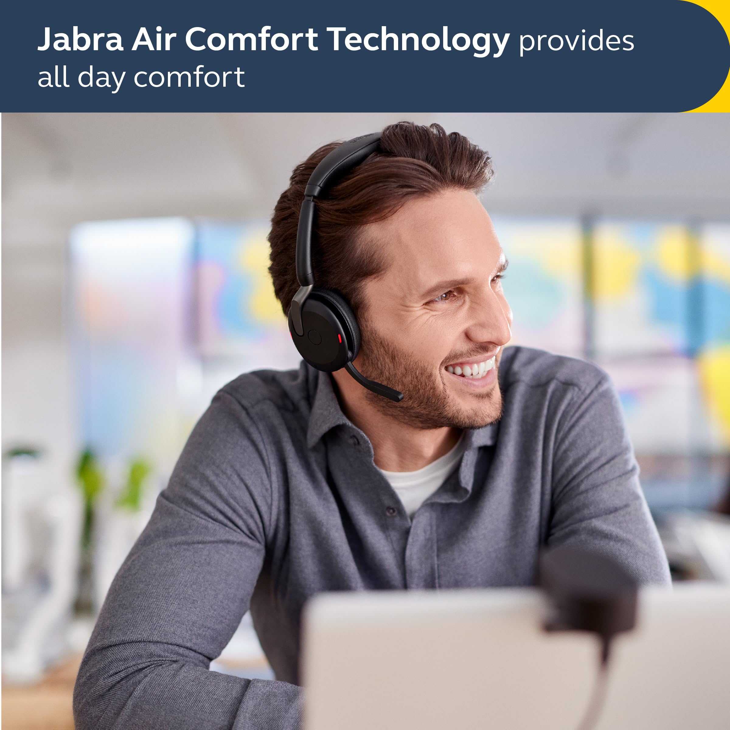 Jabra Evolve2 65 Flex Wireless Stereo Headset - Bluetooth, Noise-Cancelling ClearVoice Technology & Hybrid ANC - Works with All Leading UC Platforms Such As Zoom & Google Meet - Black