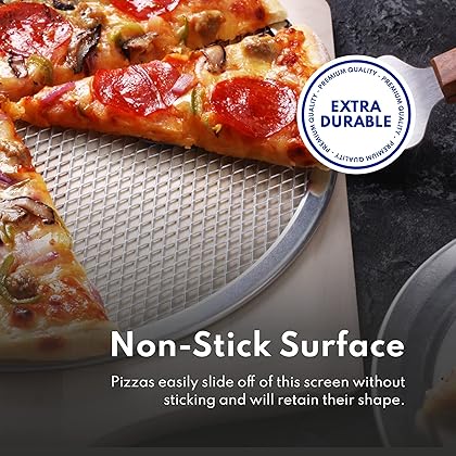 New Star Foodservice 50950 Restaurant-Grade Aluminum Pizza Baking Screen, Seamless, 12-Inch, Pack of 6
