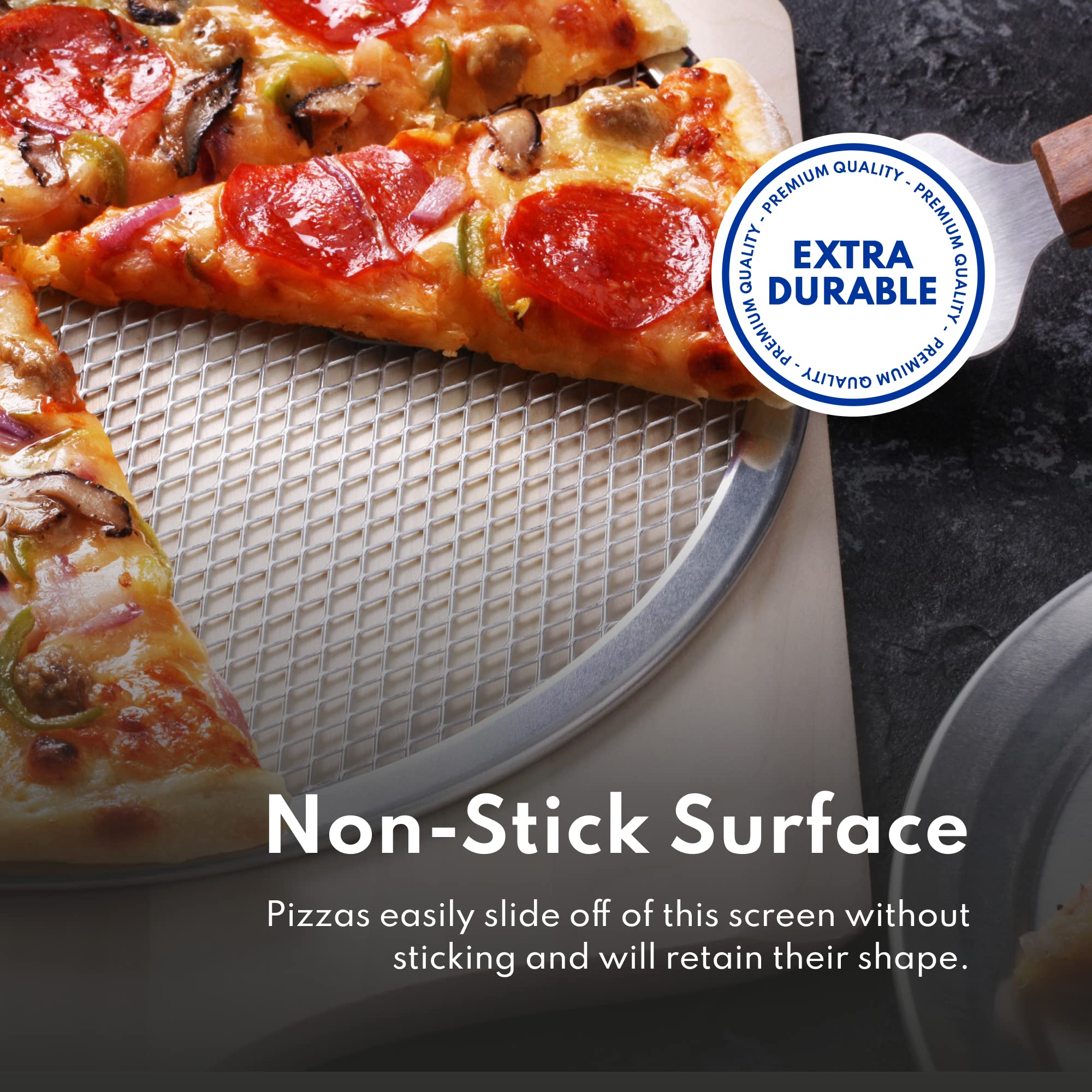 New Star Foodservice 50684 Restaurant-Grade Aluminum Pizza Baking Screen, Seamless, 14-Inch
