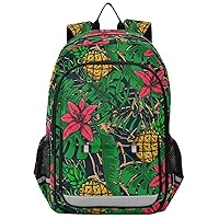ALAZA Pineapple Tropical Leaves Flower Backpack Bookbag Laptop Notebook Bag Casual Travel Trip Daypack for Women Men Fits 15.6 Laptop