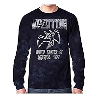 Liquid Blue Unisex-Adult Standard Led Zeppelin USA Tour 77 Tie Dye Long Sleeve T-Shirt