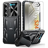 FNTCASE for Samsung-Galaxy S24 Protective Case: Military Grade Dropproof Cell Phone Cover with Kickstand & Slide | Heavy Duty Rugged Phonecase Bumper Textured | Heavy Duty Protector(Black)