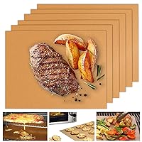 UBeesize Copper Grill Mats for Outdoor Grill, Set of 6 Heavy Duty Grill Mats, Non Stick BBQ Grill Mats & Baking Mats, Resuable and Easy to Clean, Works on Gas Charcoal and Electric BBQ-15.75 x 13 Inch