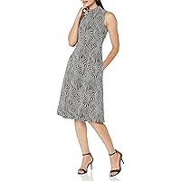 Maggy London Women's Mock Neck Sleeveless Fit and Flare Dress