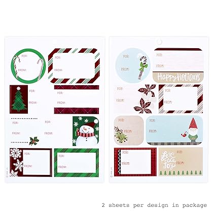 Hallmark Christmas Gift Tag Stickers (96 Labels; Santa, Trees, Blue, Glitter)