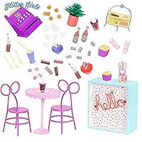 Glitter Girls – Shop Terrace Playset With 60+ Pieces – Patio Furniture Set – Table & Chairs For GG Sweet Shop – Play Food & Cash Register – 3 Years + – GG Sweet Shop Terrace Set