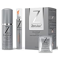 Zocuwipe Eyelid Wipes Eyelid Cleanser and Moisturizer Pads 40ct + Zocufill Elixir Eye Gel and Face Serum + Zocufoam Cleanser Bundle