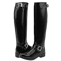 Raven Men's Mens Man Motorcycle Highway Police Engineer Trooper Patrol Leather Tall Riding Boots Color Black