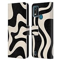 Head Case Designs Officially Licensed Kierkegaard Design Studio Black Almond Cream Swirl Retro Abstract Patterns Leather Book Wallet Case Cover Compatible with Nokia G11 Plus
