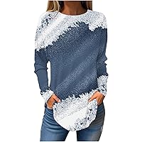 Womens Oversized Long Sleeve T Shirts Fashion Printed Graphic T Shirts Crew Neck Casual Blouses Loose Fit Tees Tunic Tops