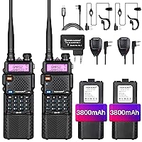 TIDRADIO GM-5R GMRS Radio, Two Way Radio GMRS Repeater Capable, with 3800mAh Battery,Wireless Programmer，Dual Band Scanning Receiver and NOAA Weather & Alarm (2 Pack)