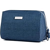 Large Makeup Bag Zipper Pouch Travel Cosmetic Organizer for Women (Large, Navy Blue)
