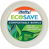 Hefty ECOSAVE Compostable Bowl, 16 Ounce , 25 Count