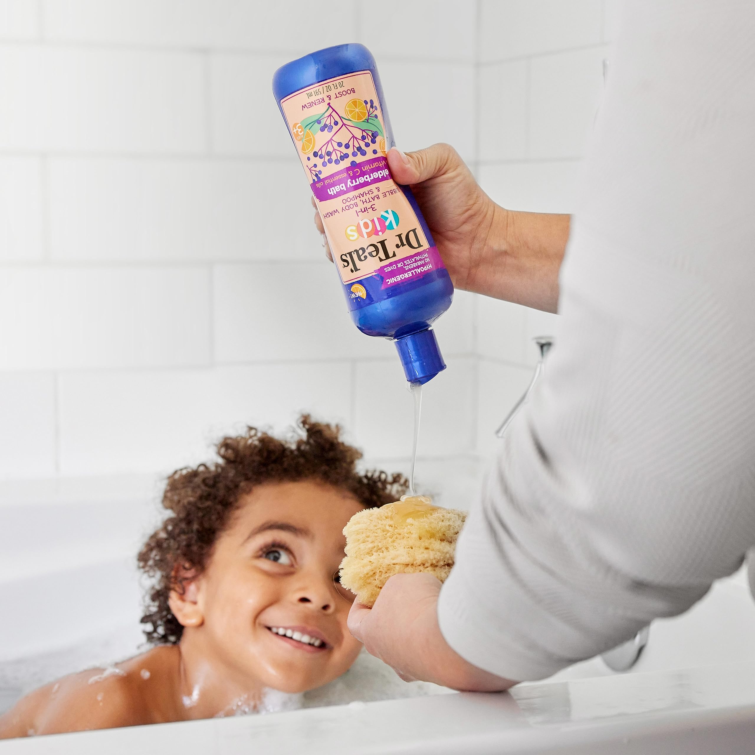 Dr Teal's Kids 3-in-1 Bubble Bath, Body Wash & Shampoo, Boost & Renew Elderberry with Vitamin C, 20 fl oz. (Pack of 3)