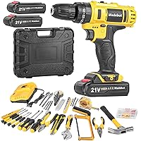118 Pcs Electric Drill Cordless, 21V Cordless Drill Set with 2 Batteries, 2-speed Drill Kit with Led Light, Home Tool Kit with Impact Driver, Tool Kit for Home, DIY Power Drill with Tools for Men
