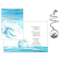 Smiling Wisdom - Waves of Appreciation Greeting Card - Kind Friend Gift Set - Abalone Ocean Necklace - Female, Woman, Friend, Teen Girls (Blue Wave)