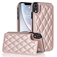 XYX for iPhone XR Wallet Case with Card Holder, RFID Blocking PU Leather Double Magnetic Clasp Back Flip Protective Shockproof Cover 6.1 inch, Rose Gold