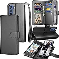 Tekcoo Wallet Case for Galaxy S21 FE 5G / S21 Fan Edition 5G, Luxury Cash Credit Card Slots Holder Carrying Folio Flip PU Leather Cover [Detachable Magnetic Hard Case] for Samsung S21 FE - Black