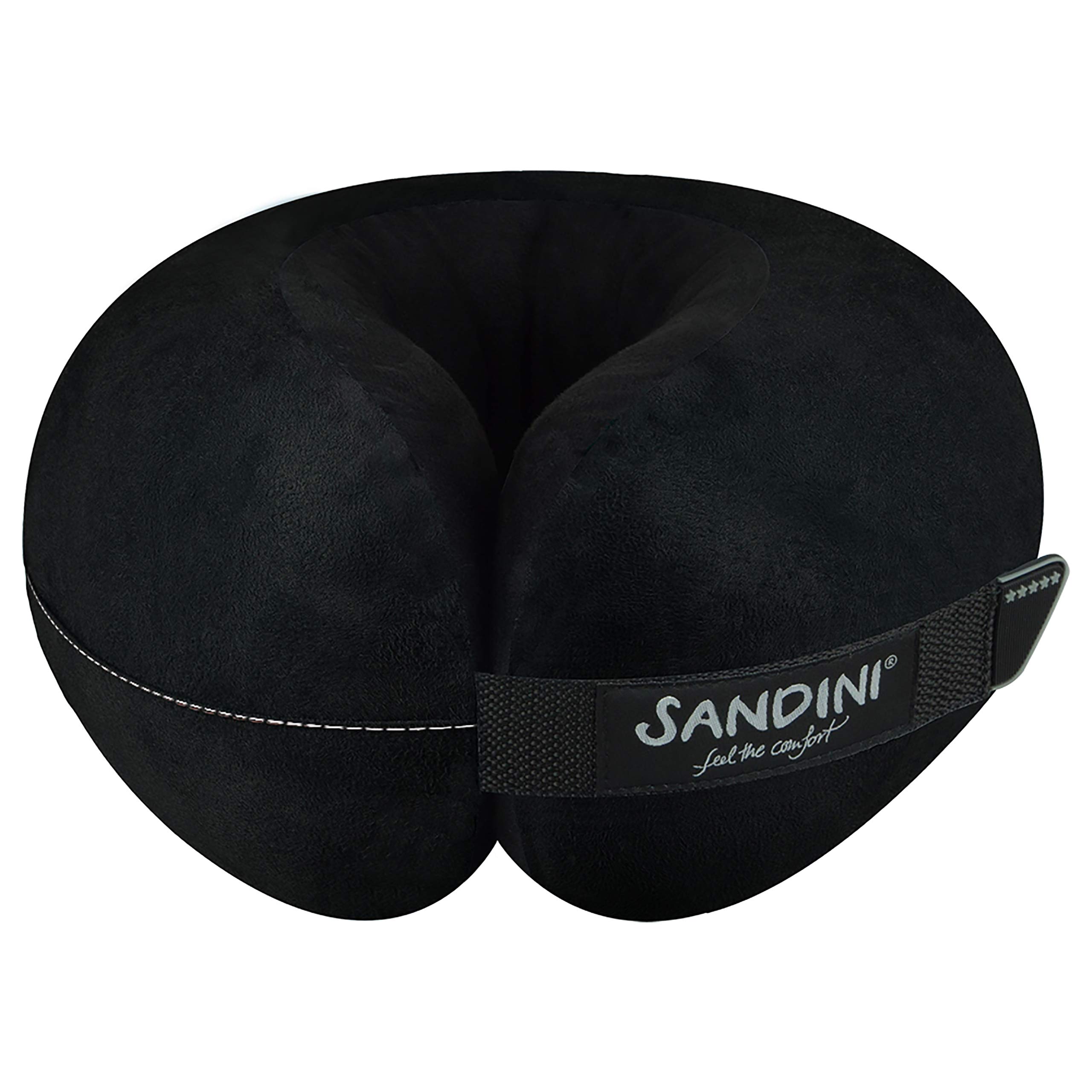 SANDINI TravelFix Regular Size – Premium travel pillow with closure/Neck pillow with ergonomic support function – Free transport bag with attachment clip
