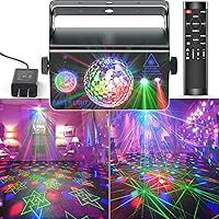 Party Lights with Disco Ball, Sound Activated Strobe Lighting for DJs, Clubs, Bars, Karaoke - Remote Control, Holiday Lights for Home Parties, Birthdays, Christmas