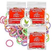 Natural Latex Neon 3 Packs 300 counts 1/4inch Heavy Intraoral Elastic Bands Orthodontic Elastics Dental Rubber Bands Made in US [Heavy 6.5 Oz, 1/4'' (6.4mm)]