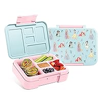 Disney Bento Lunch Box for Kids | BPA Free, Leakproof, Dishwasher Safe | Lunch Container for Girls, Toddlers | Porter Collection | 5 Compartments | Princess Royal Beauty