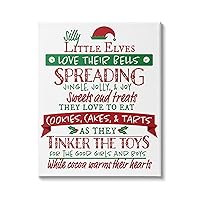 Silly Little Elves List Festive Christmas Phrases, Designed by Hugo Edwins Canvas Wall Art, 16 x 20, White