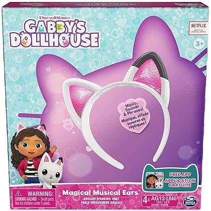 Gabby's Dollhouse, Magical Musical Cat Ears with Lights, Music, Sounds and Phrases, Kids Toys for Ages 3 and up