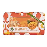 Island Mango Soap Bar 5 oz. - Non-GMO - Gluten Free - Vegan - Cruelty Free - Sustainable Palm Oil -Mango Seed Butter & Aloe - Softens & Cleanses Skin - Tropical Mango Scent