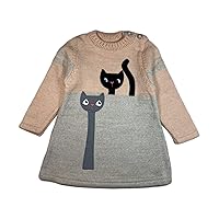 Kids Wool Sweater Dress - Tunic Knitted Toddler Baby Girls 1T-2T / 2T-3T / 3T-4T Cute Kitten Long Sleeve