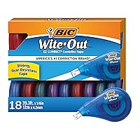 BIC Wite-Out Brand EZ Correct Correction Tape, 39.3 Feet, 18-Count Pack of white Correction Tape, Fast, Clean and Easy to Use Tear-Resistant Tape Office or School Supplies