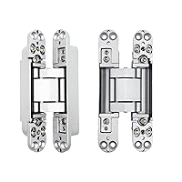 6inch Hidden Door Hinges Invisible Hinges Concealed Hinges Zinc Alloy 180 Degree Swing Hinge 3 Way Adjustable Butt Hinge 6 x 2.5 x 1 inch (Silver Pack of 2)