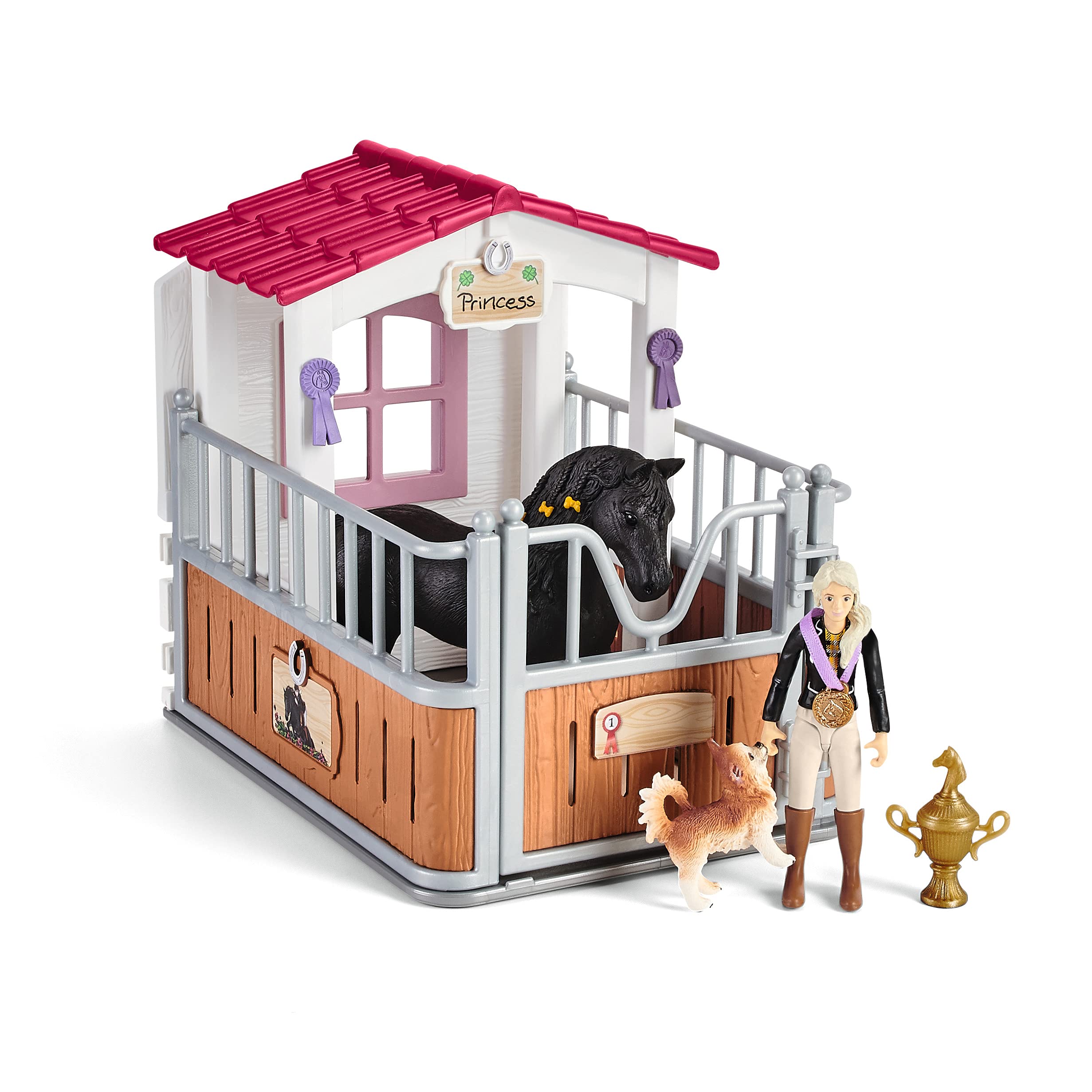 Schleich Horse Club Gifts for Girls and Boys, Horse Stall with Tori and Princess Toy, 15 Pieces, Ages 5+